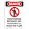 Signmission Safety Sign, OSHA Danger, 18" Height, Unauthorized Personnel, Portrait, DS-D-1218-V-1595 OS-DS-D-1218-V-1595 - alternate 1